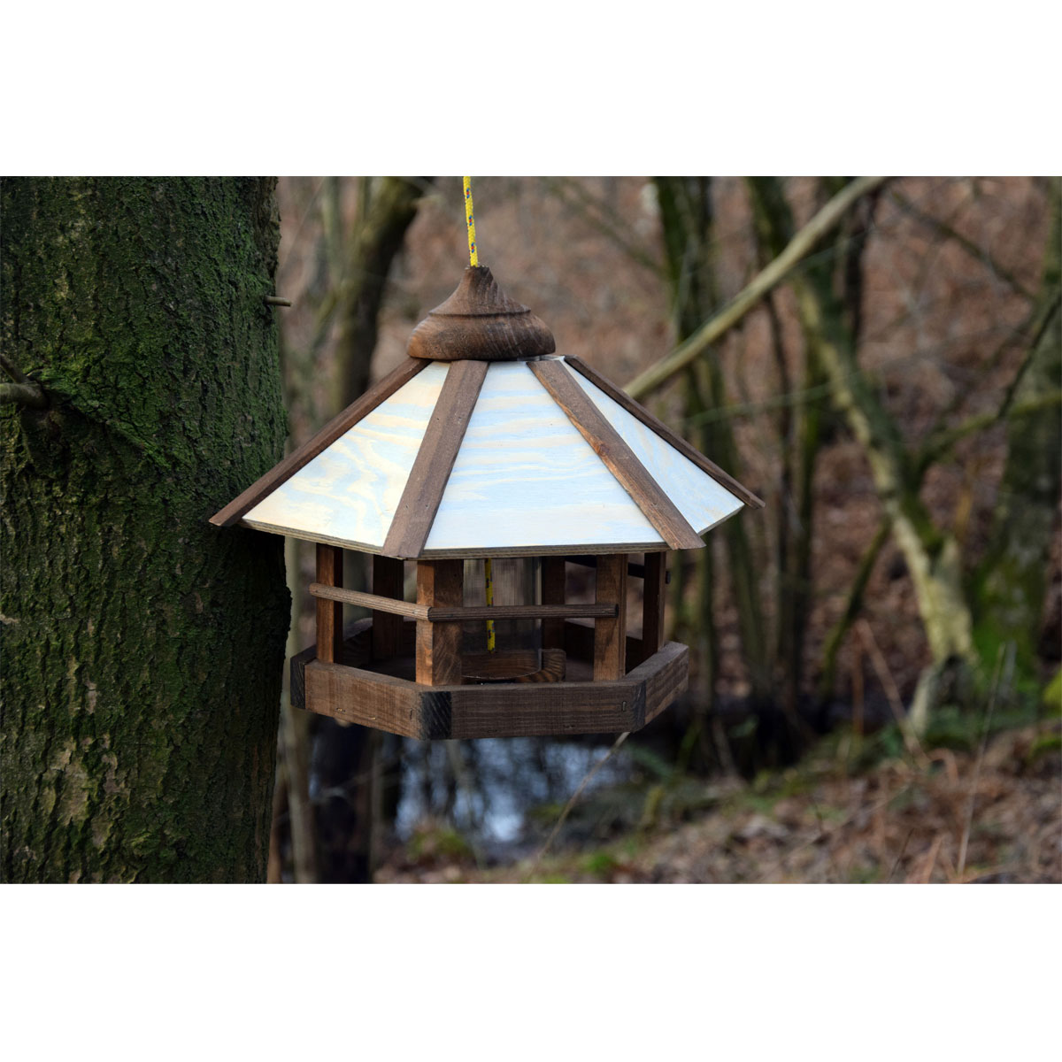 Vogelfutterhaus Camouflage zum Aufhängen 35 x 35 x 29 cm Kiefer Dunkelbraun Bild 6