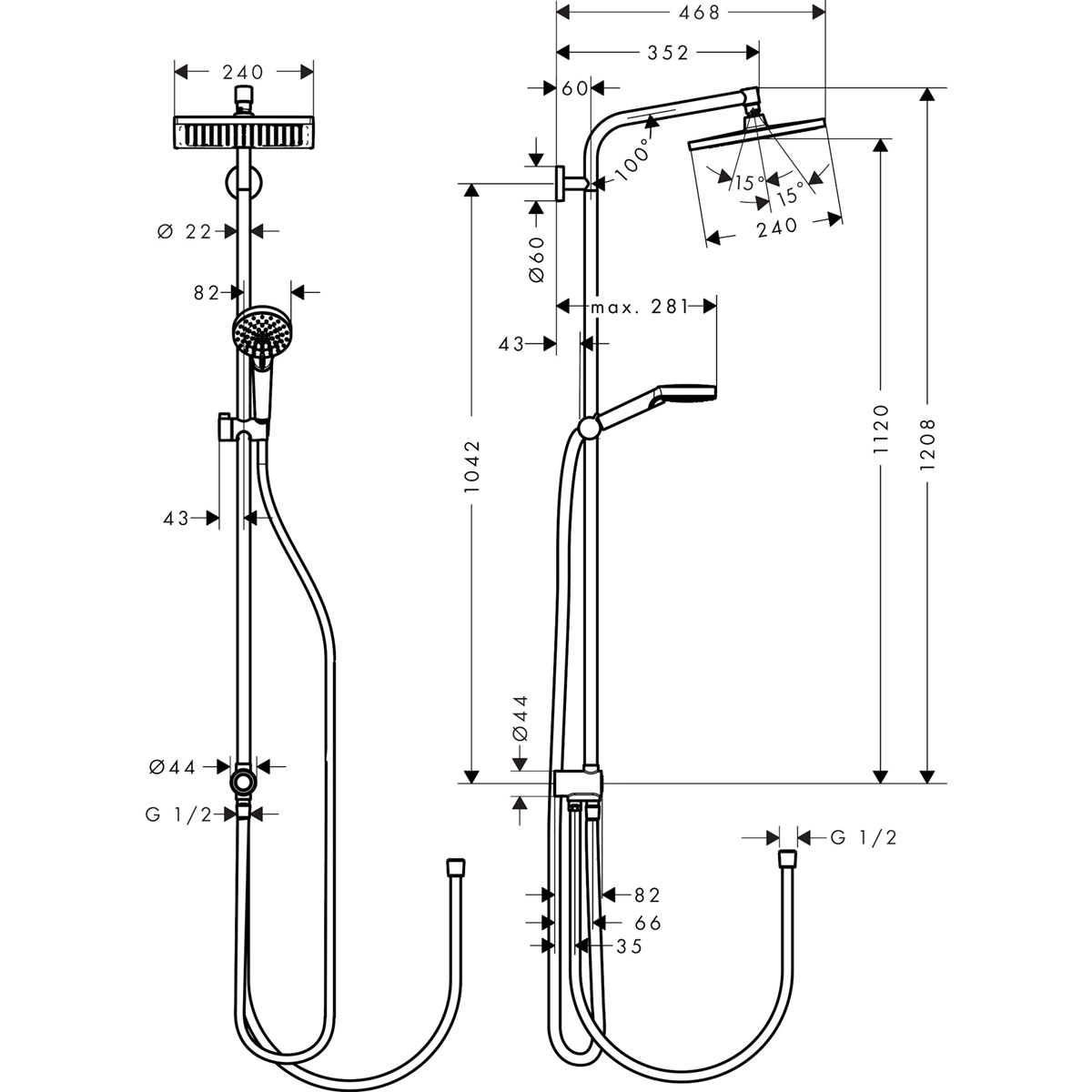 Hansgrohe  Duschsystem 240 Crometta E 1 Strahlart Chrom Bild 2
