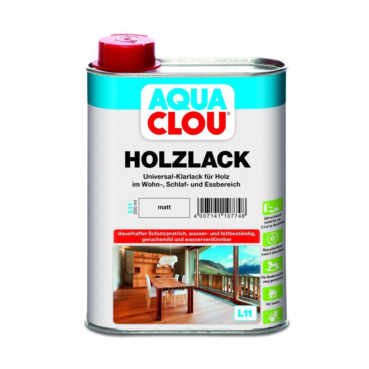 Clou L11 Aqua Holzlack Matt 250 ml