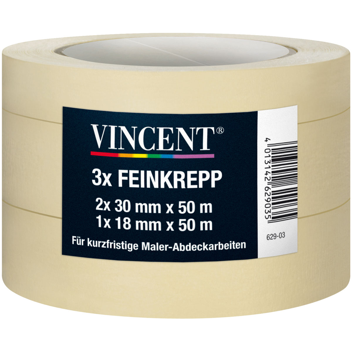 Vincent Feinkrepp 3er Pack 50m x 18/30 mm