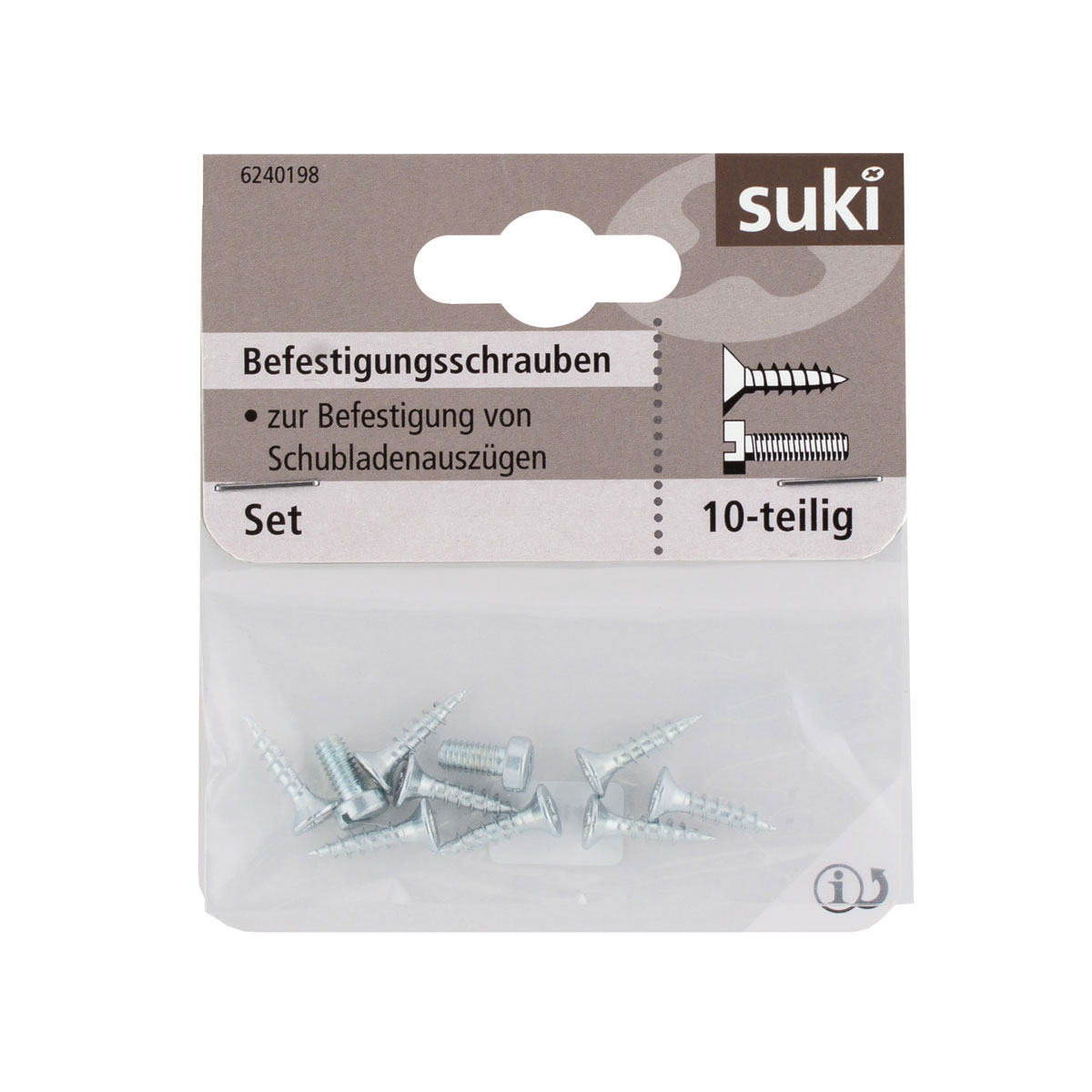 Suki Befestigungsschrauben für Kugelauszug 6270031-35/+42 10 Stück