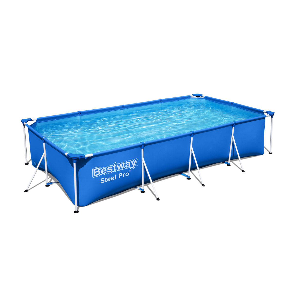 Bestway Steel Pro Frame Pool-Set mit Filterpumpe 400 x 211 x 81 cm blau eckig