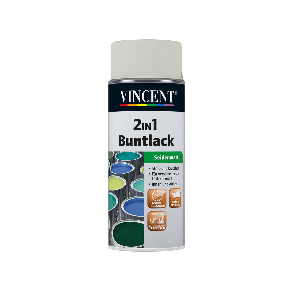 Vincent 2in1 Buntsprühlack lichtgrau 0,15 L Seidenmatt