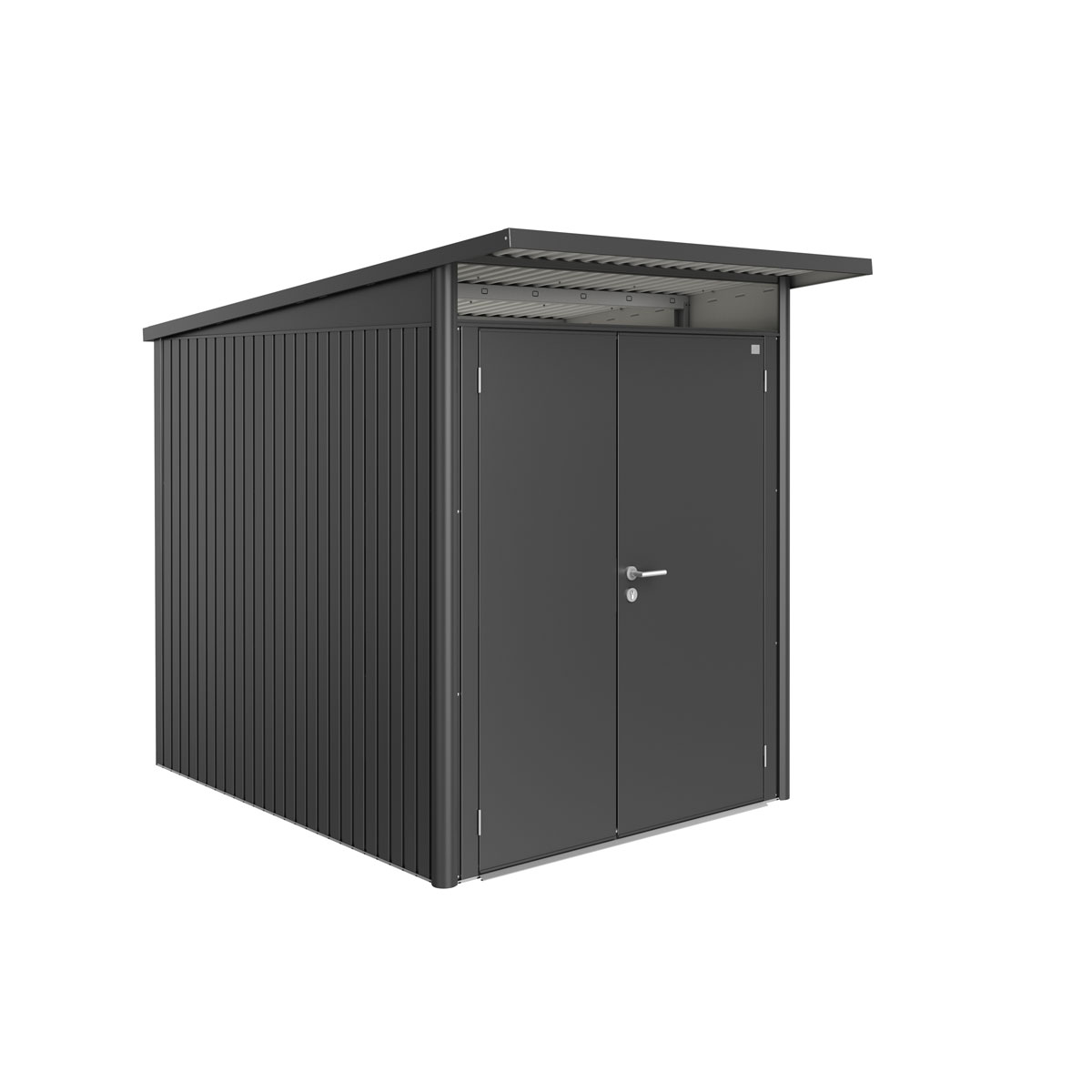 Biohort Gerätehaus AvantGarde A2 dunkelgrau metallic mit Doppeltür schmal