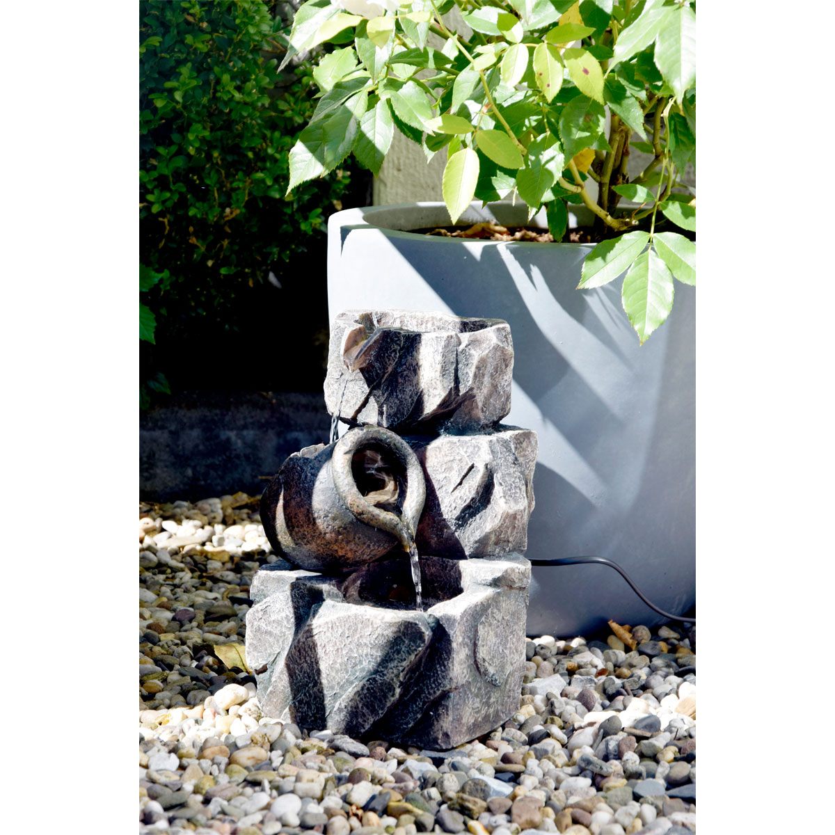 dobar Design-Zimmerbrunnen 16,2 x 27 x 17,2 cm grau Bild 3