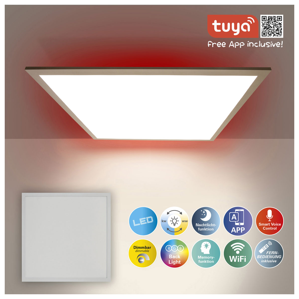 Naeve LED DL Luga Metall/KS buntLxBxH: 45x45x6cm dimmbar Bild 2