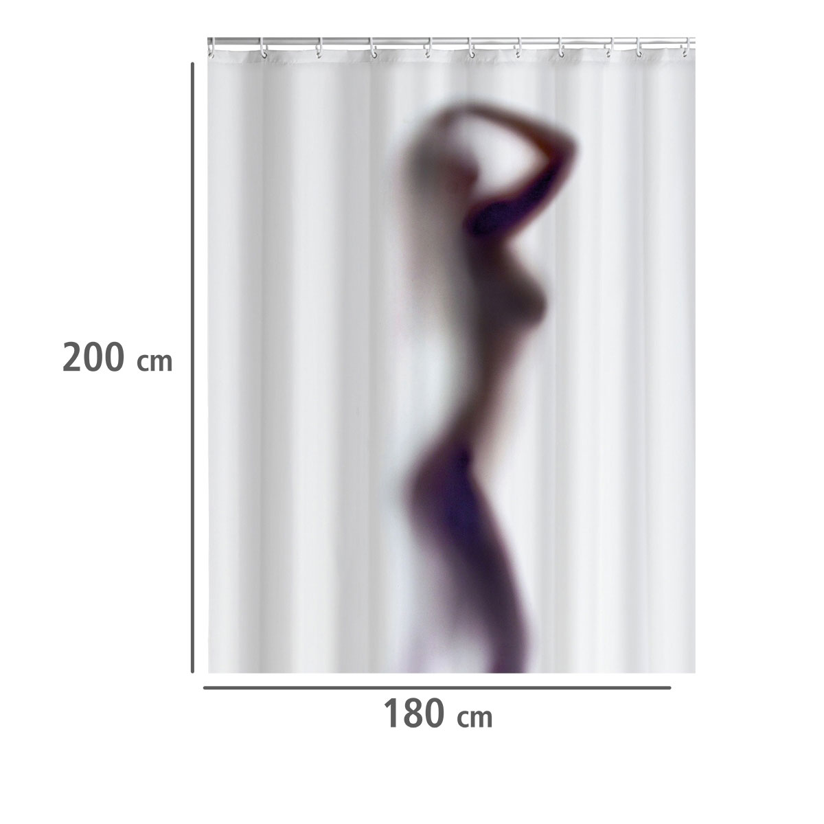Wenko  Anti-Schimmel Duschvorhang Silhouette Textil Polyester 180 x 200 cm waschbar Bild 5