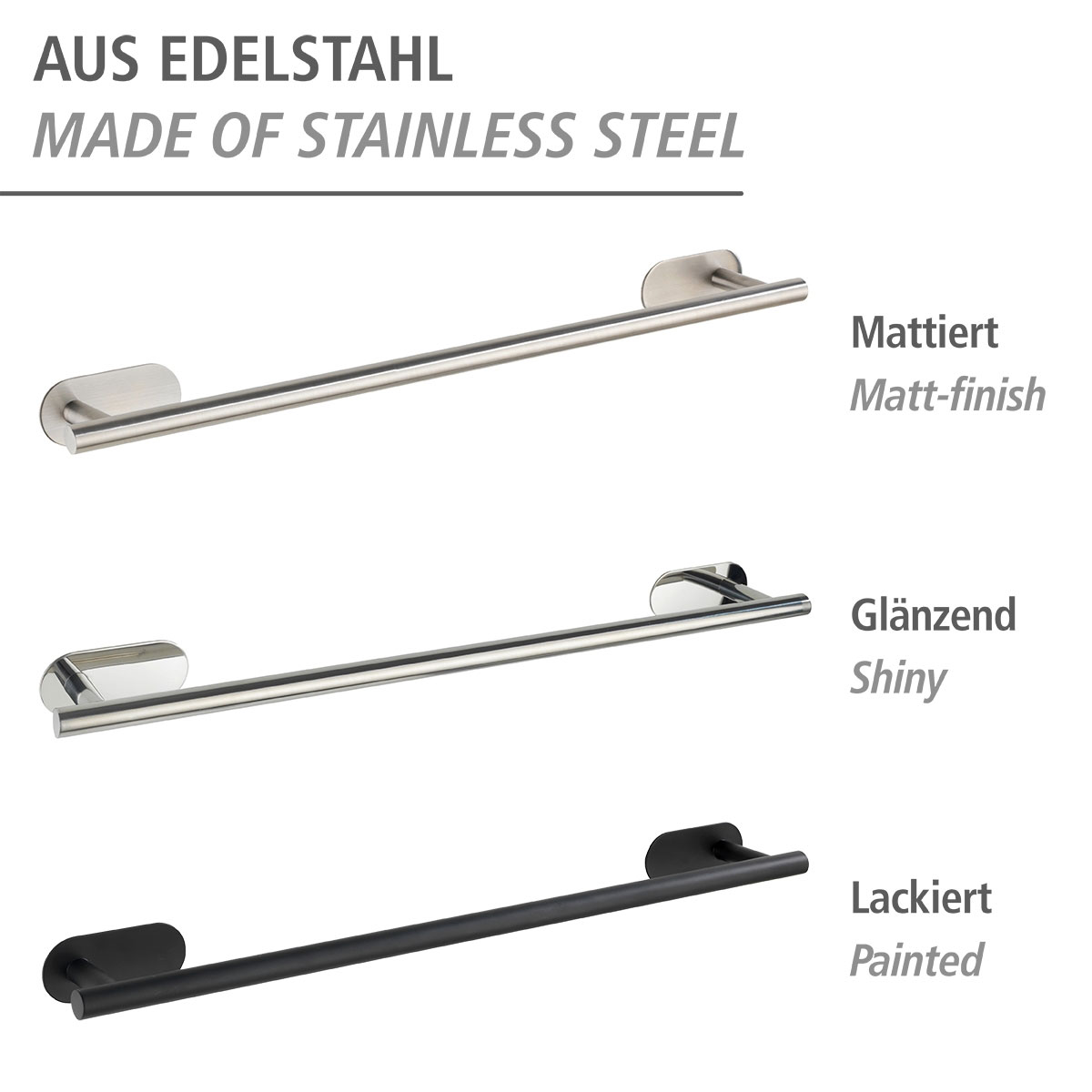 Wenko  Turbo-Loc Edelstahl Badetuchstange Uno Orea Black Matt Handtuchstange Befestigen ohne bohren Bild 5