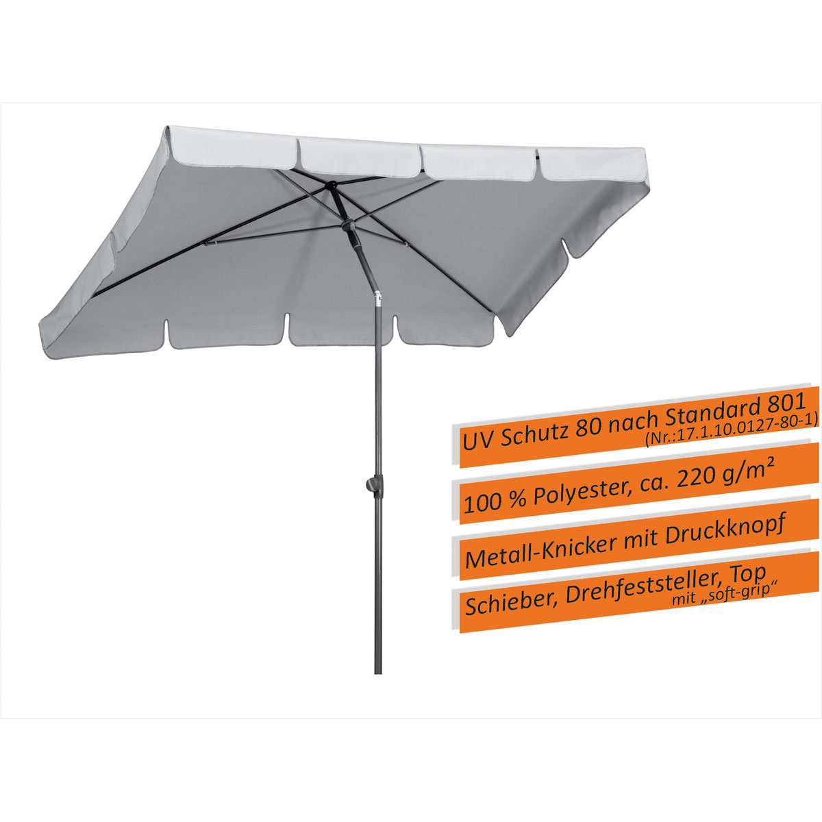 Schneider Schirme Sonnenschirm Aquila 265 x 150 cm silbergrau Bild 5