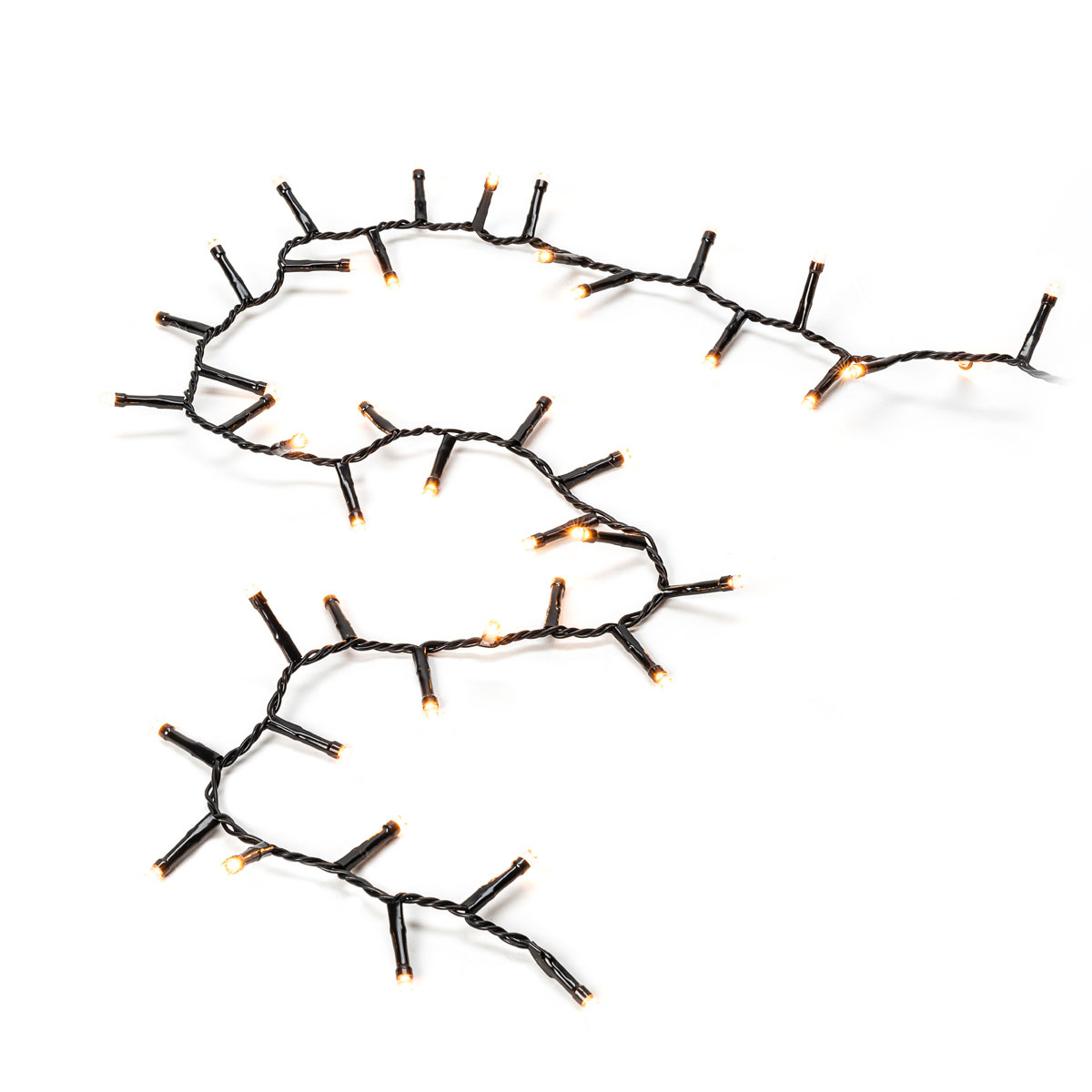 Konstsmide Micro LED Bueschellicherkette Cluster schwarz 30V Innentrafo 200 bernsteinfarbene Dioden