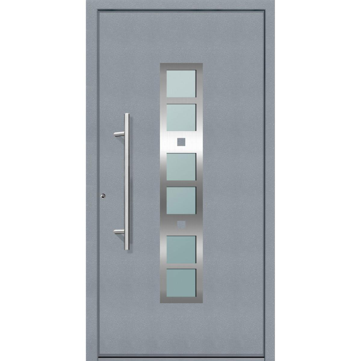 Aluminium Sicherheits-Haustür Pisa Superior 60 mm grau 110 x 210 cm Anschlag links inkl Griffset