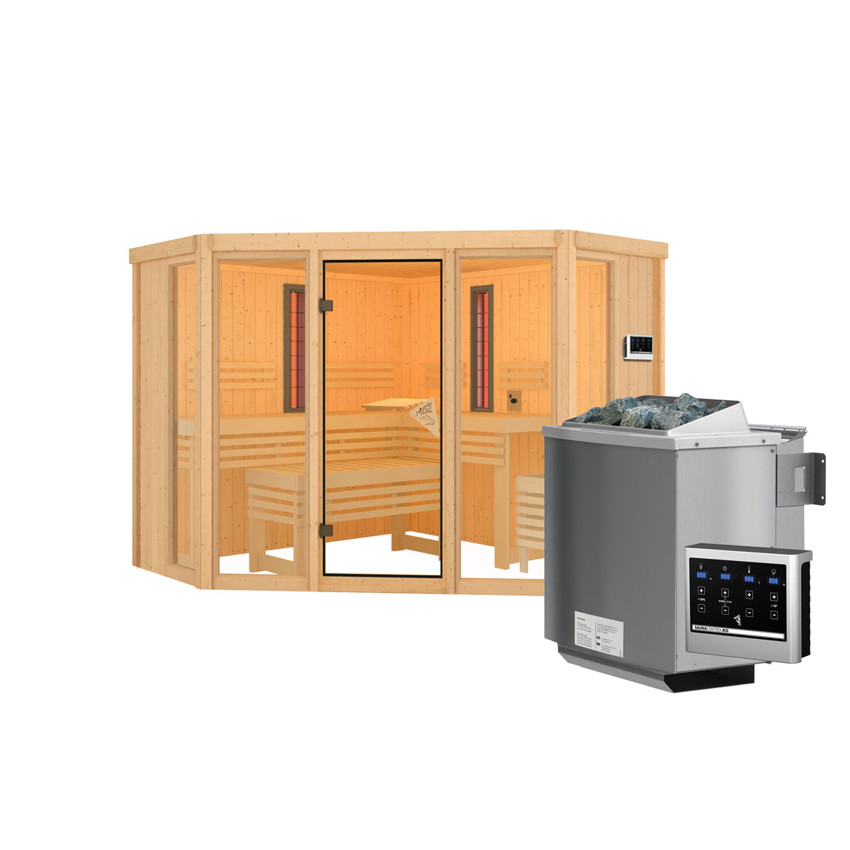 Karibu Infrarotkabine Asta naturbelassen Bio externe Steuerung Bild 4