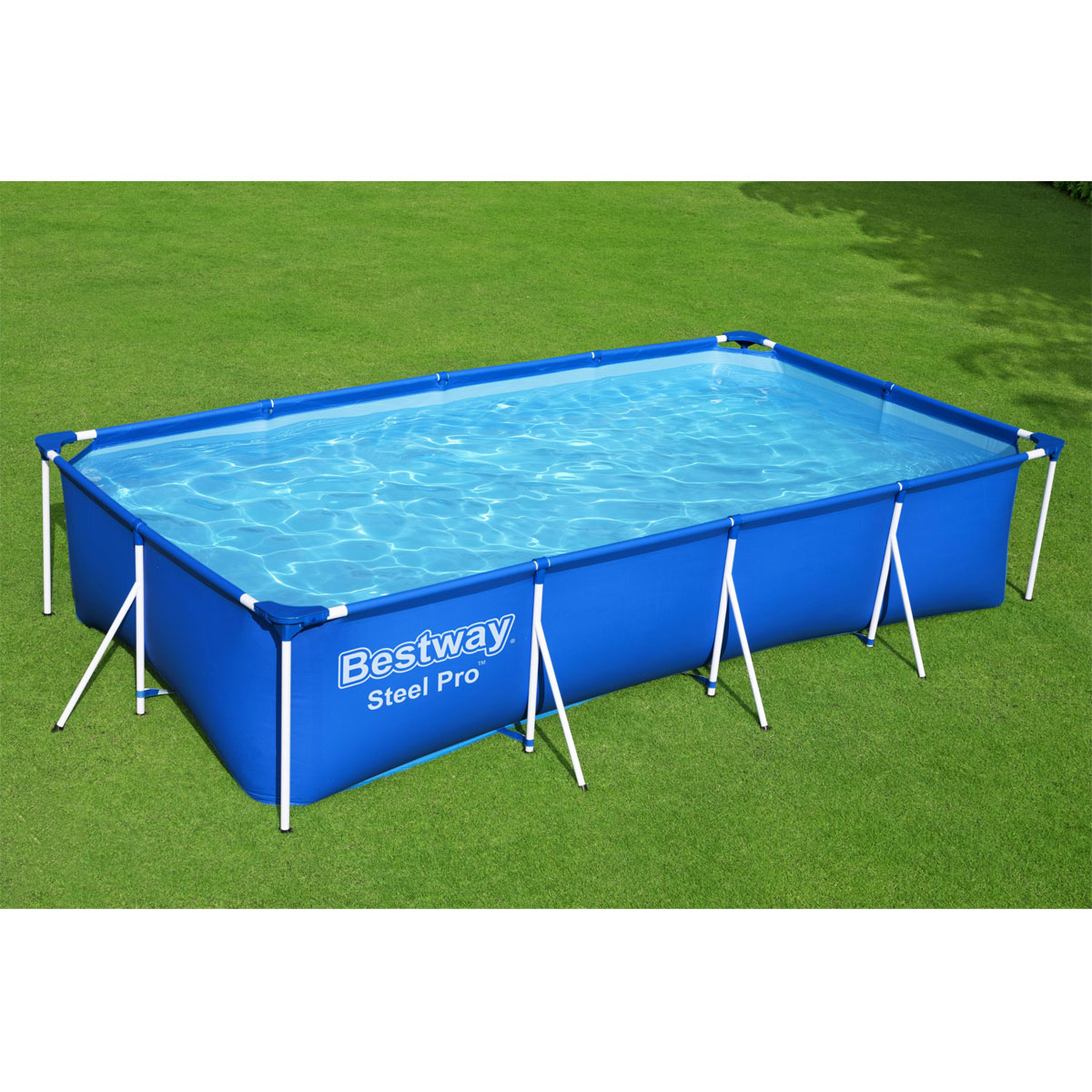 Bestway Steel Pro Frame Pool-Set mit Filterpumpe 400 x 211 x 81 cm blau eckig Bild 11