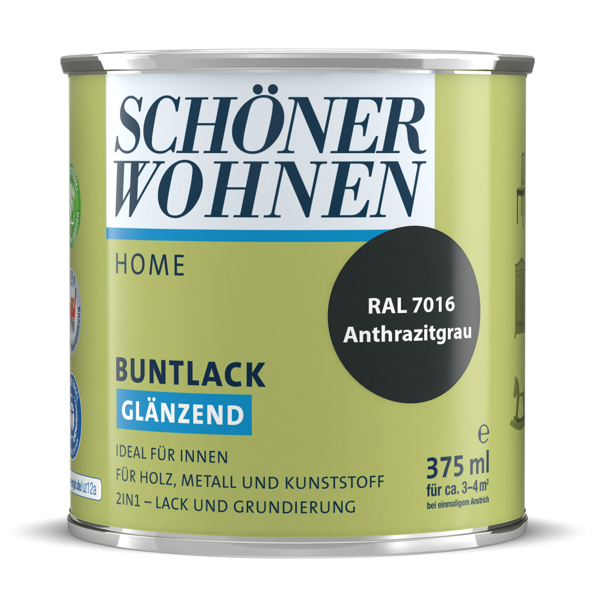 Schöner Wohnen Farbe Buntlack Home anthrazit 375 ml glänzend
