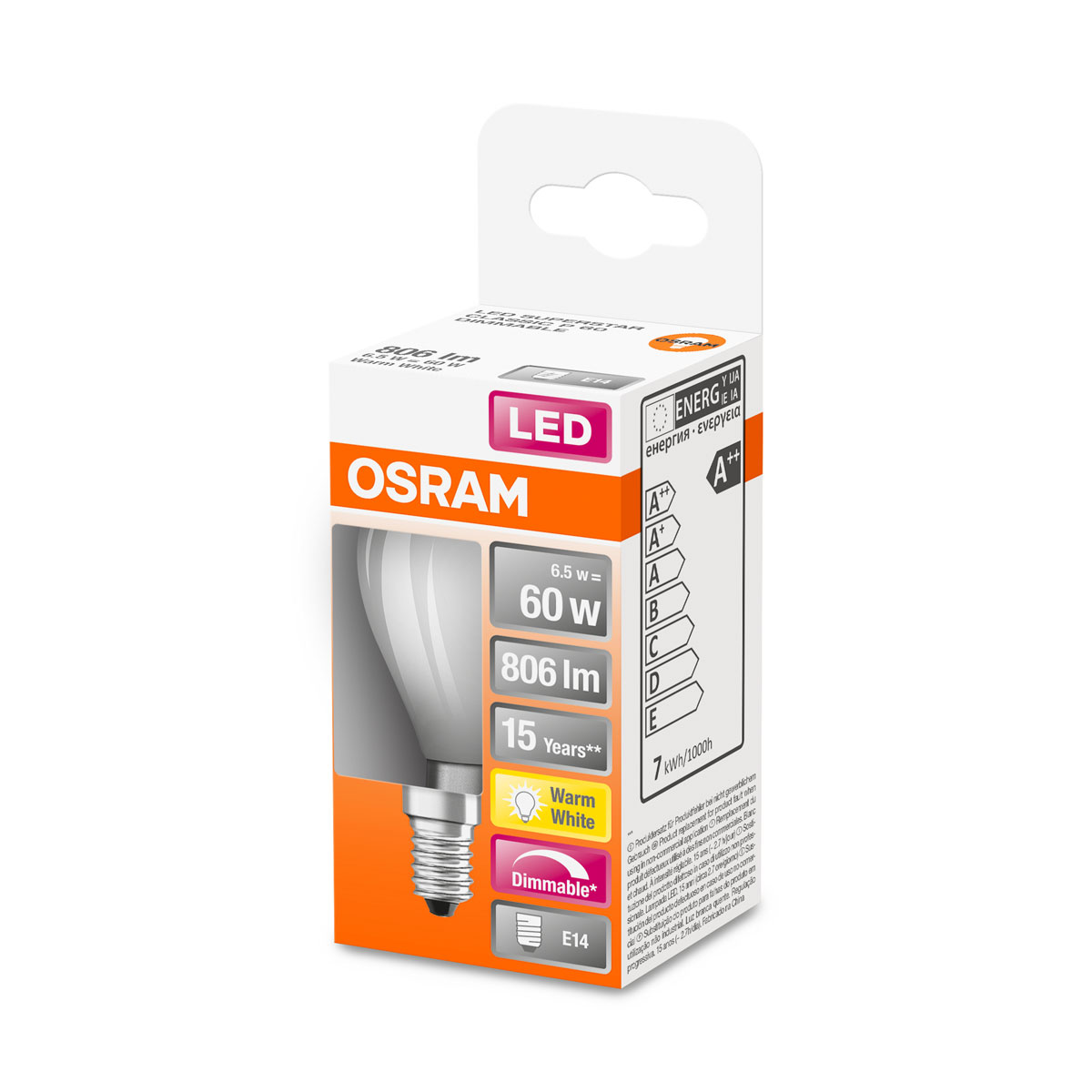 Osram LED-Tropfen E14 dimmbar 60W matt Bild 2