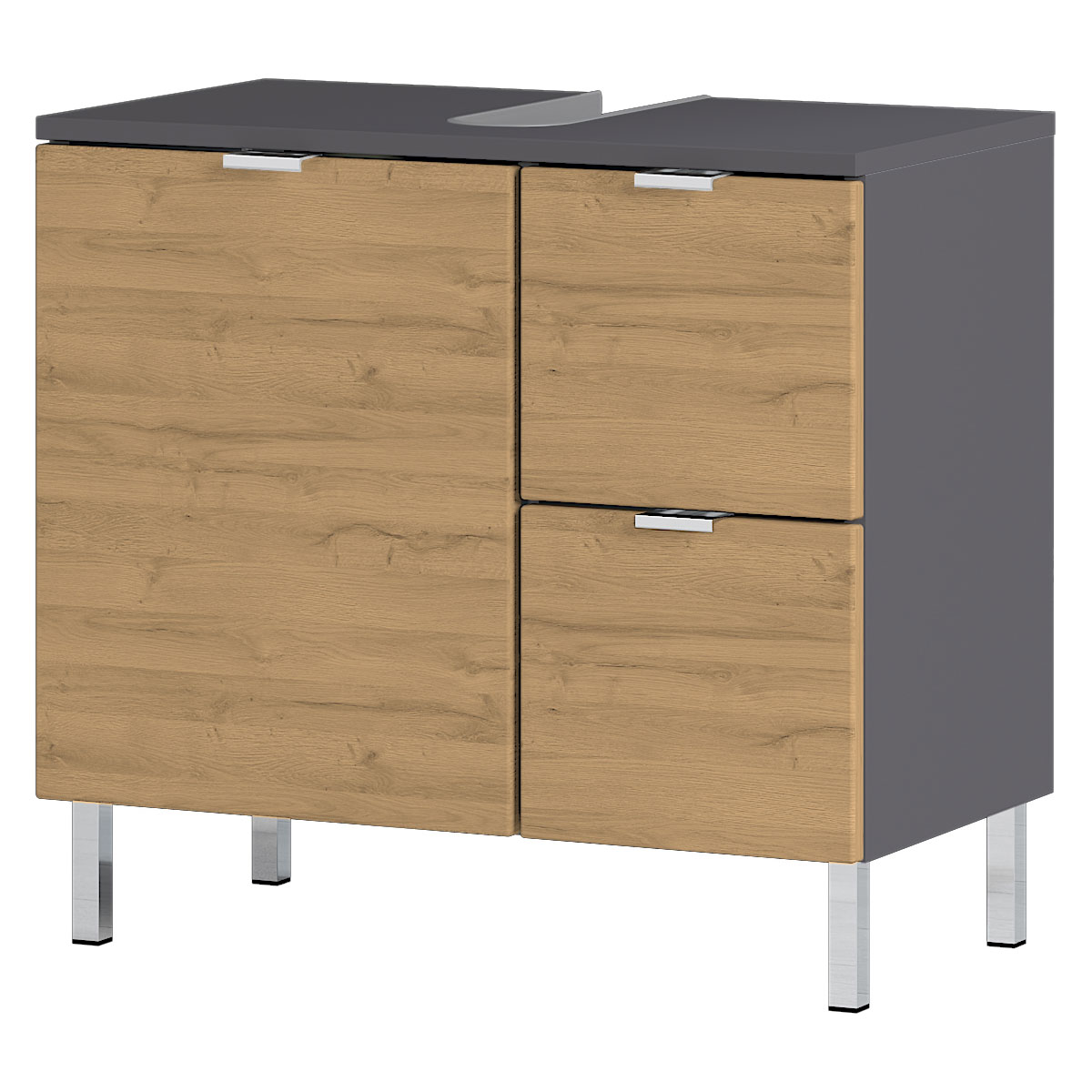 Waschbeckenunterschrank Maureen 2 Schubkästen 60 x 56 x 34 cm graphit/Grandson-Eiche-Nachbildung Bild 2