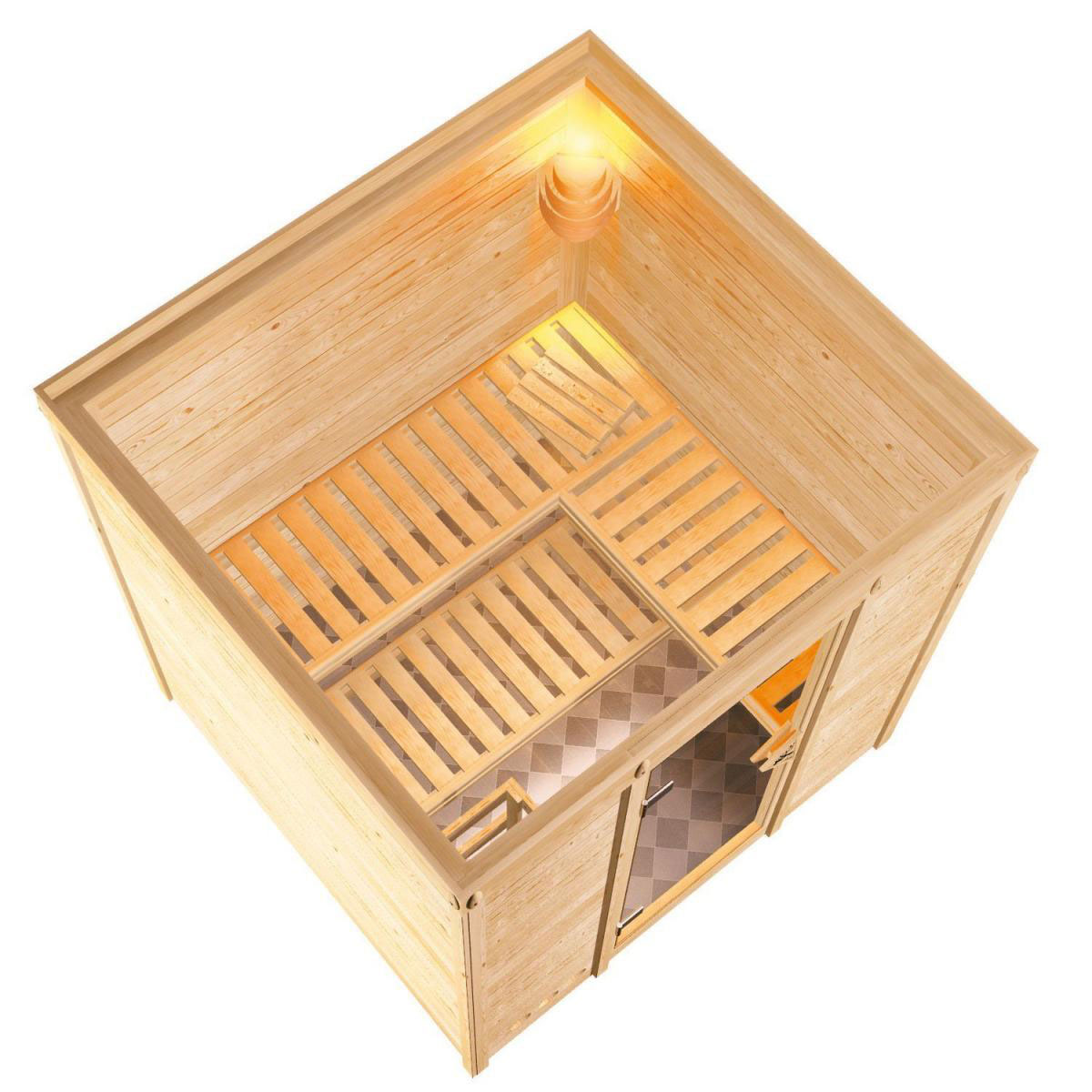 Karibu Massivholzsauna Mojave 40 mm ohne Ofen ohne Kranz Bild 3