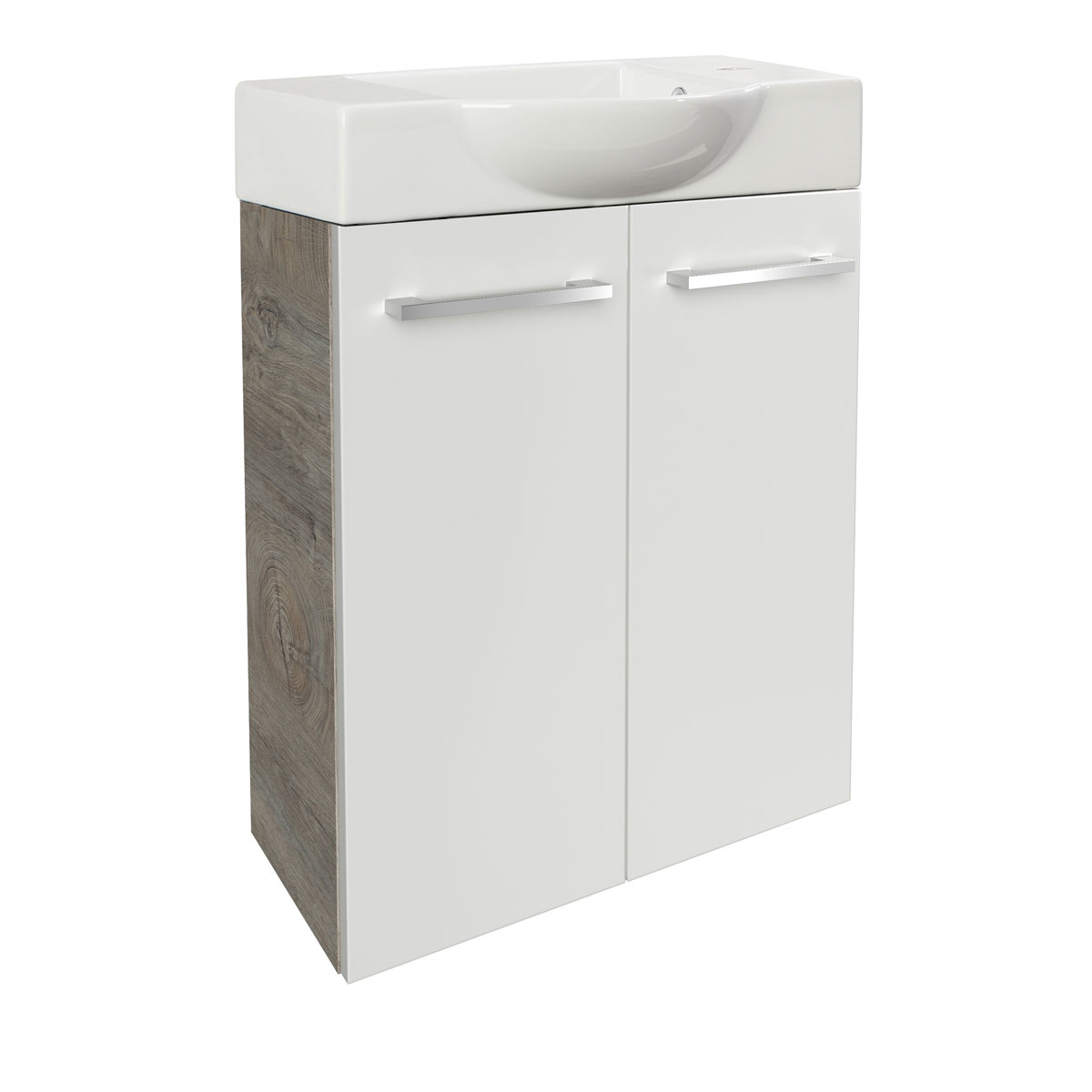 Fackelmann  Gäste-WC Waschtischunterschrank SBC 520 x 600 x 243 mm NatureOak/Weiß Bild 4