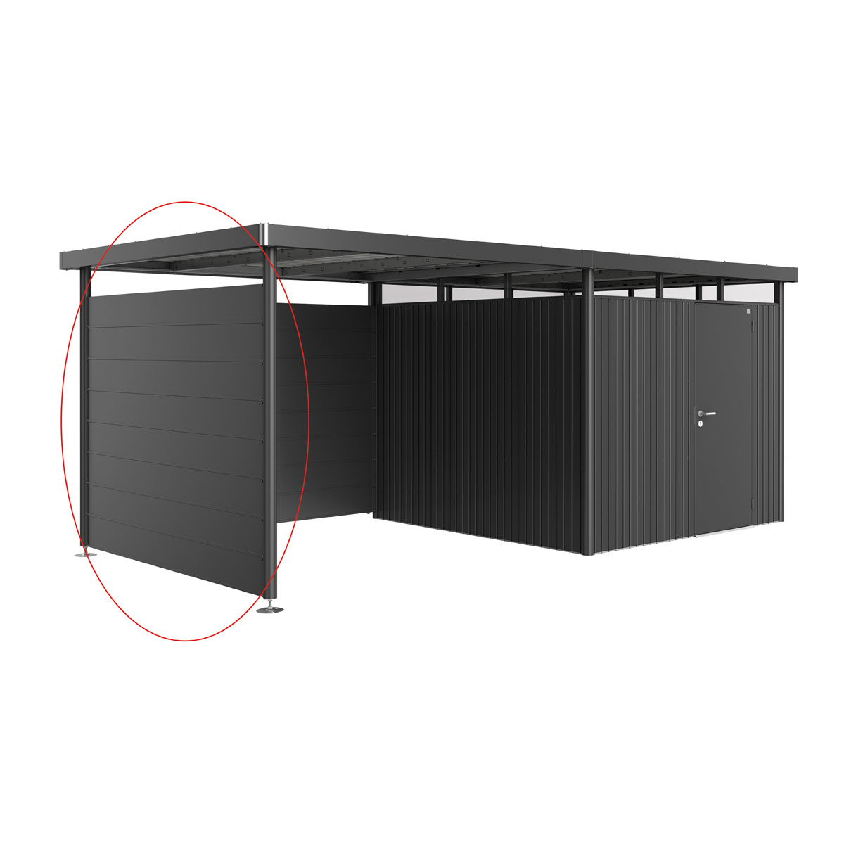 Biohort Seitenwand für Seitendach zu Gerätehaus HighLine H4 dunkelgrau-metallic