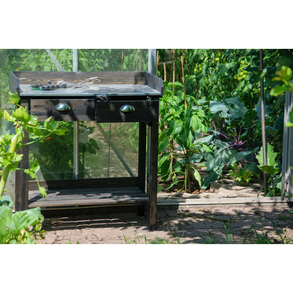 dobar Pflanztisch 79 x 90 x 39 cm schwarz Bild 5