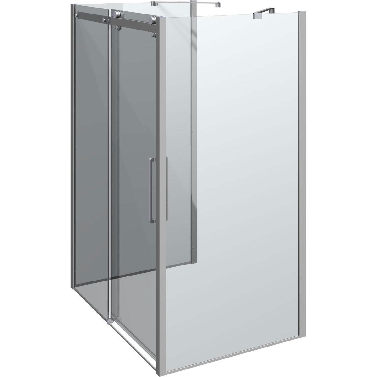 Scanbad Schiebetür mit 2 Panel Deluxe 140 x 100 cm Chrom/Klar