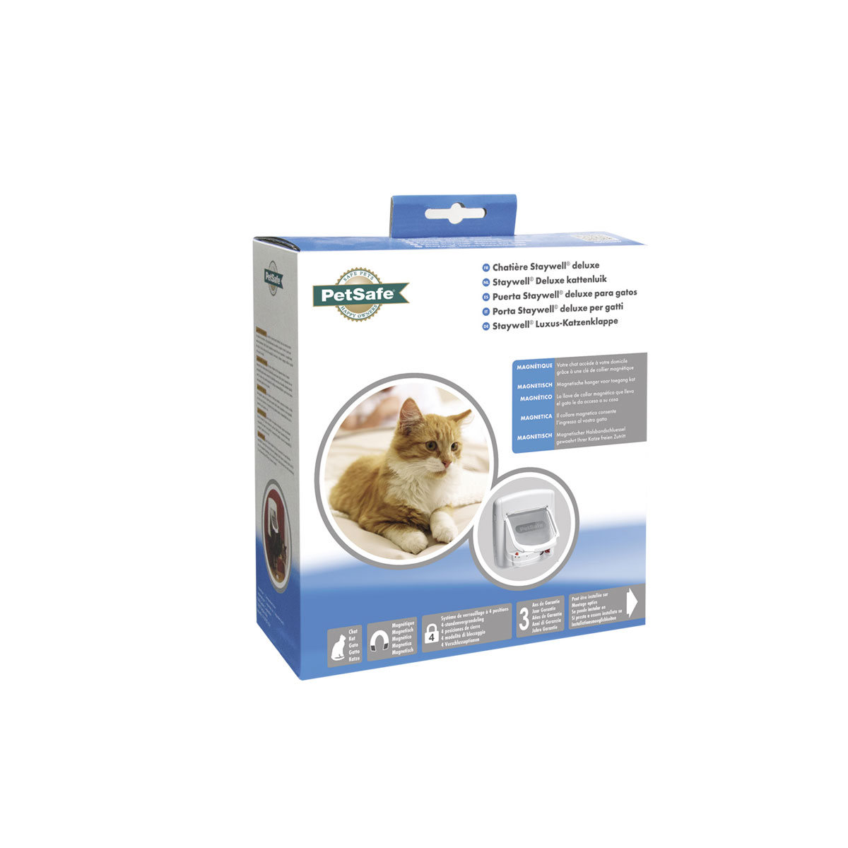 Katzentür Staywell weiß mit magnetischem Halsbandschlüssel