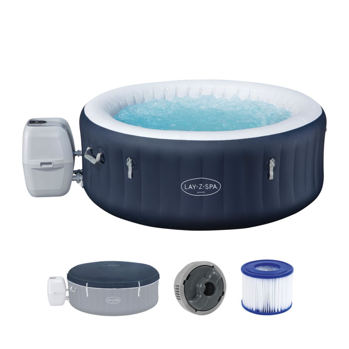 Bestway Lay-Z-Spa Whirlpool Miami Air Jet für 4 Personen 180 x 66 cm dunkelblau