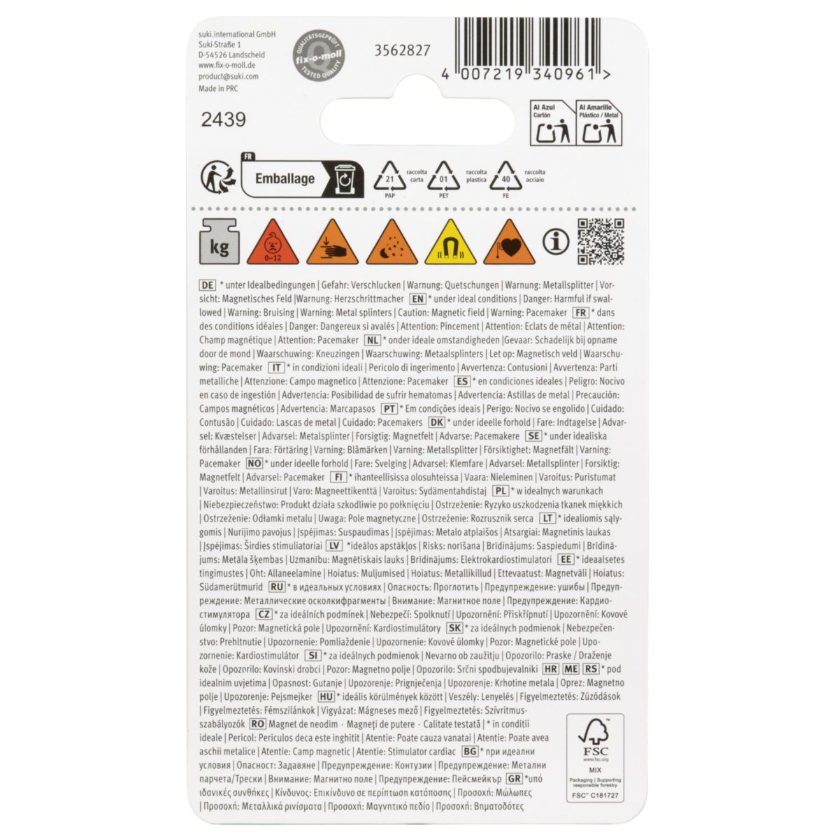 Suki Topfmagnet Neodym Ø 20 mm, mit Schlüsselring Ø 20 mm, silber Bild 3