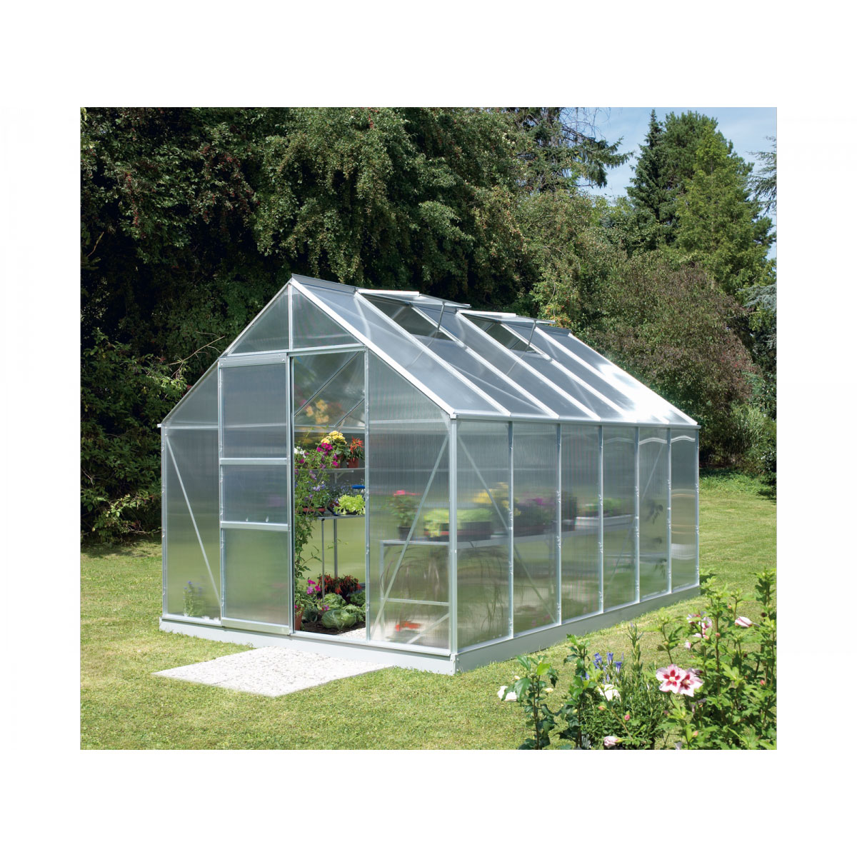 Vitavia Gewächshaus Merkur 9900 9,9m² 4 mm Hohlkammerplatten silber Bild 1