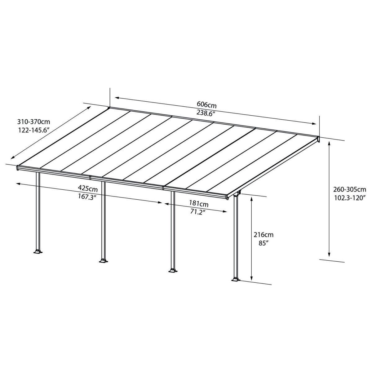 Palram Terrassenüberdachung Feria 606 x 400 cm weiß Bild 6