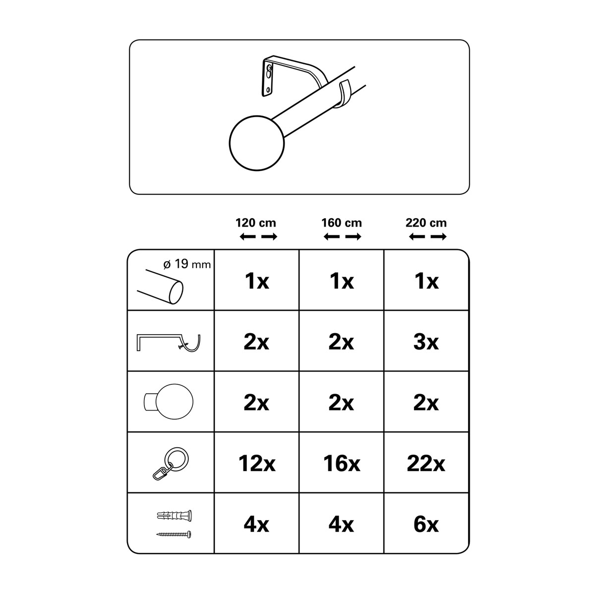 Gardinia Gardinenstange Kugel Durchmesser 1,9 x 220 cm edelstahl Bild 3