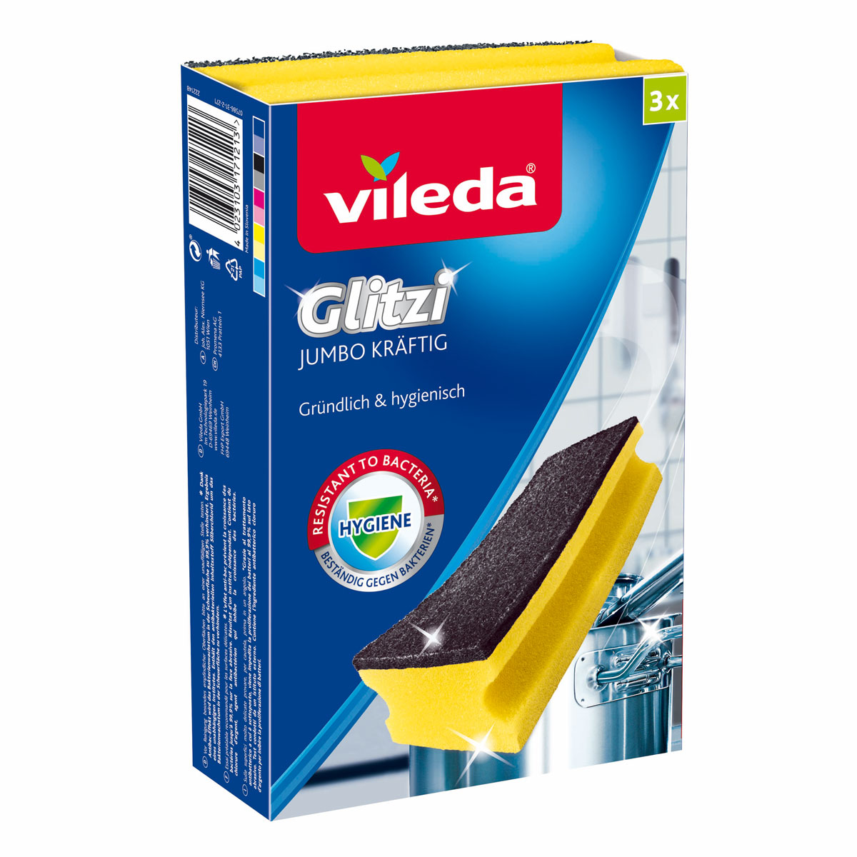 Vileda Reinigungsschwamm Glitzi Jumbo Kräftig 3er Pack