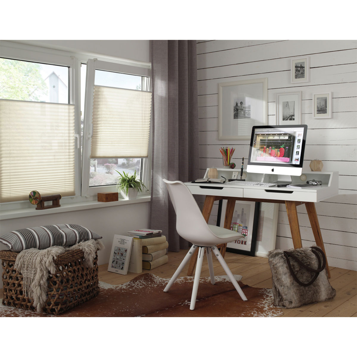 Gardinia Plissee Easyfix mit 2 Bedienschienen 60 x 130 cm creme Bild 3