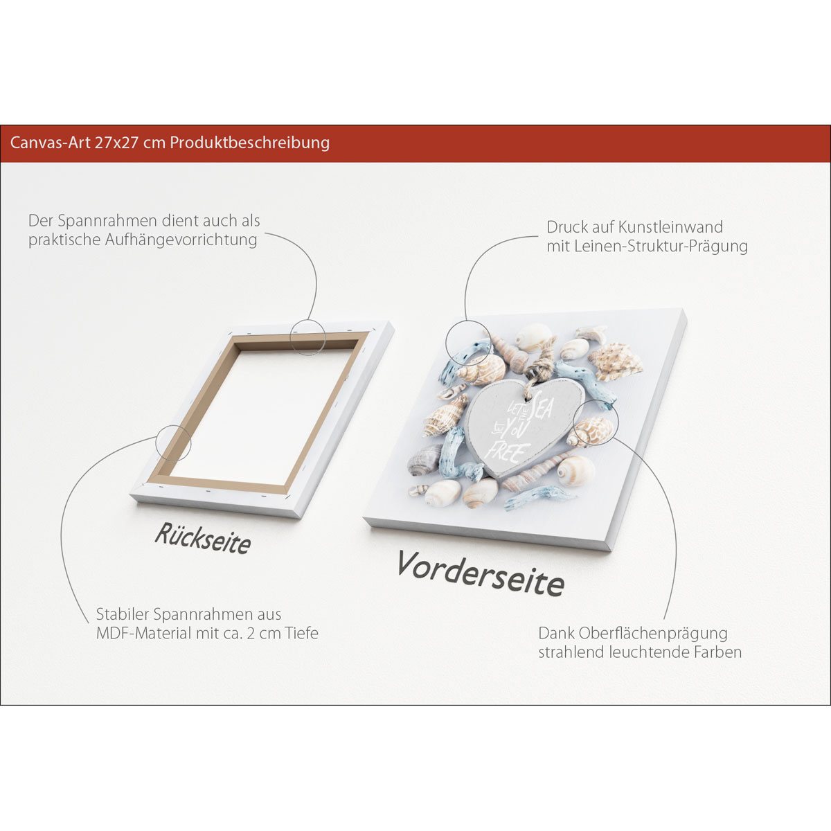 Canvas-Art Maritim Style II 30 x 30 cm Bild 3