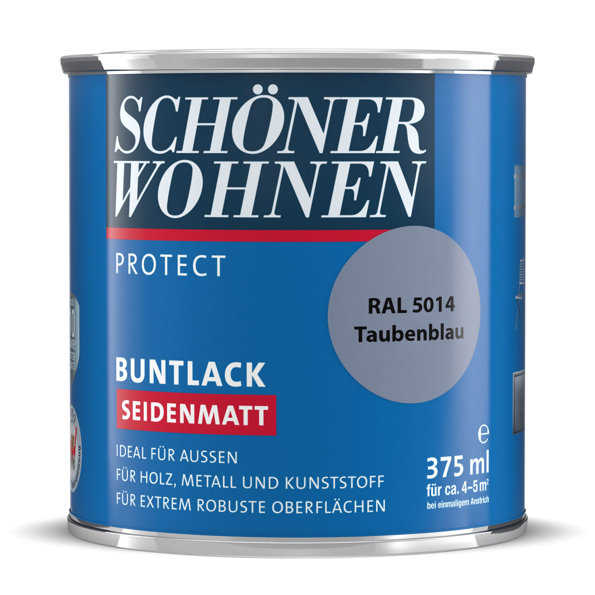 Schöner Wohnen Farbe Buntlack Protect taubenblau seidenmatt 375 ml