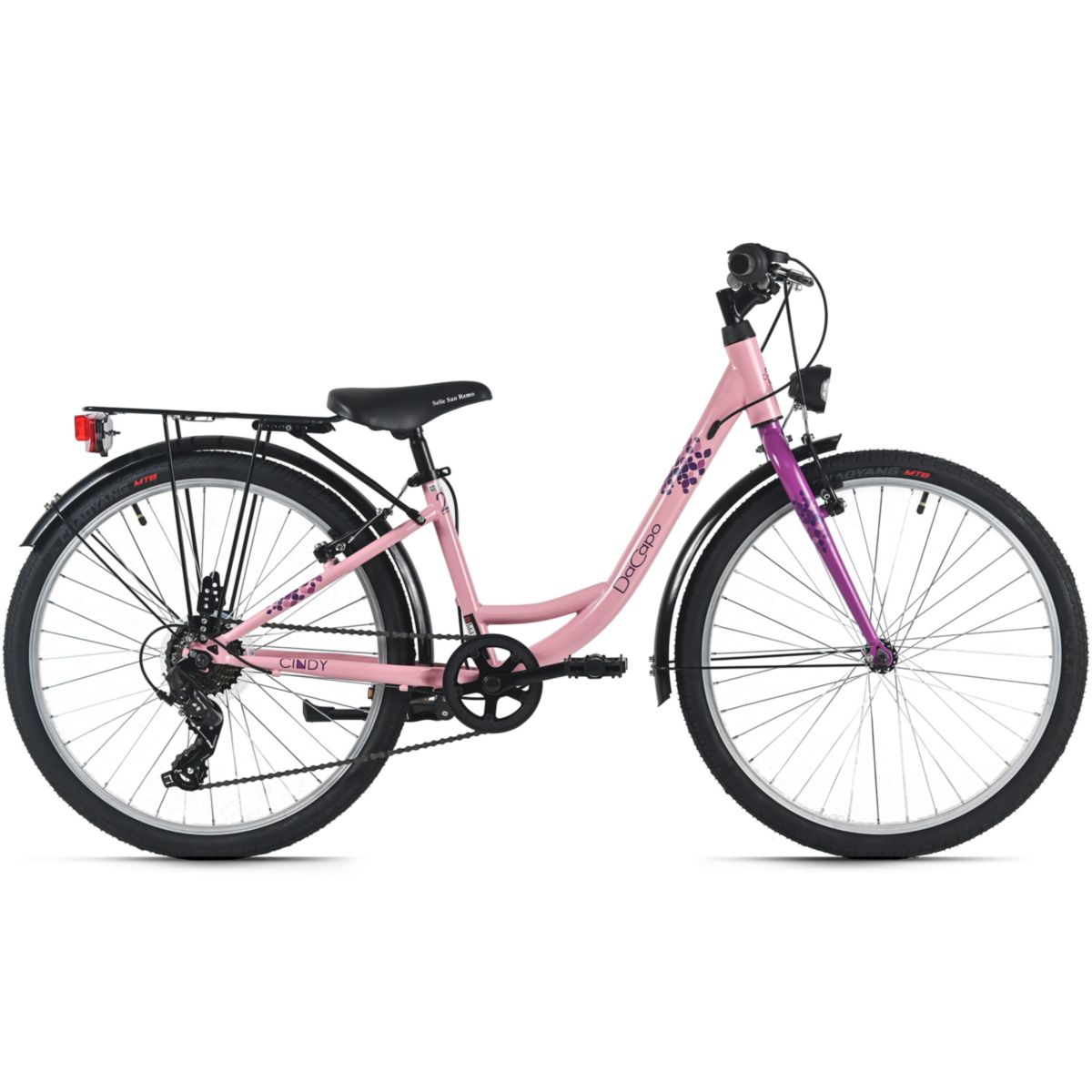 KS Cycling DaCapo Kinderfahrrad 24" Cindy Rosa 7 Gänge RH 32 cm mit Beleuchtung - Ab 8 Jahre