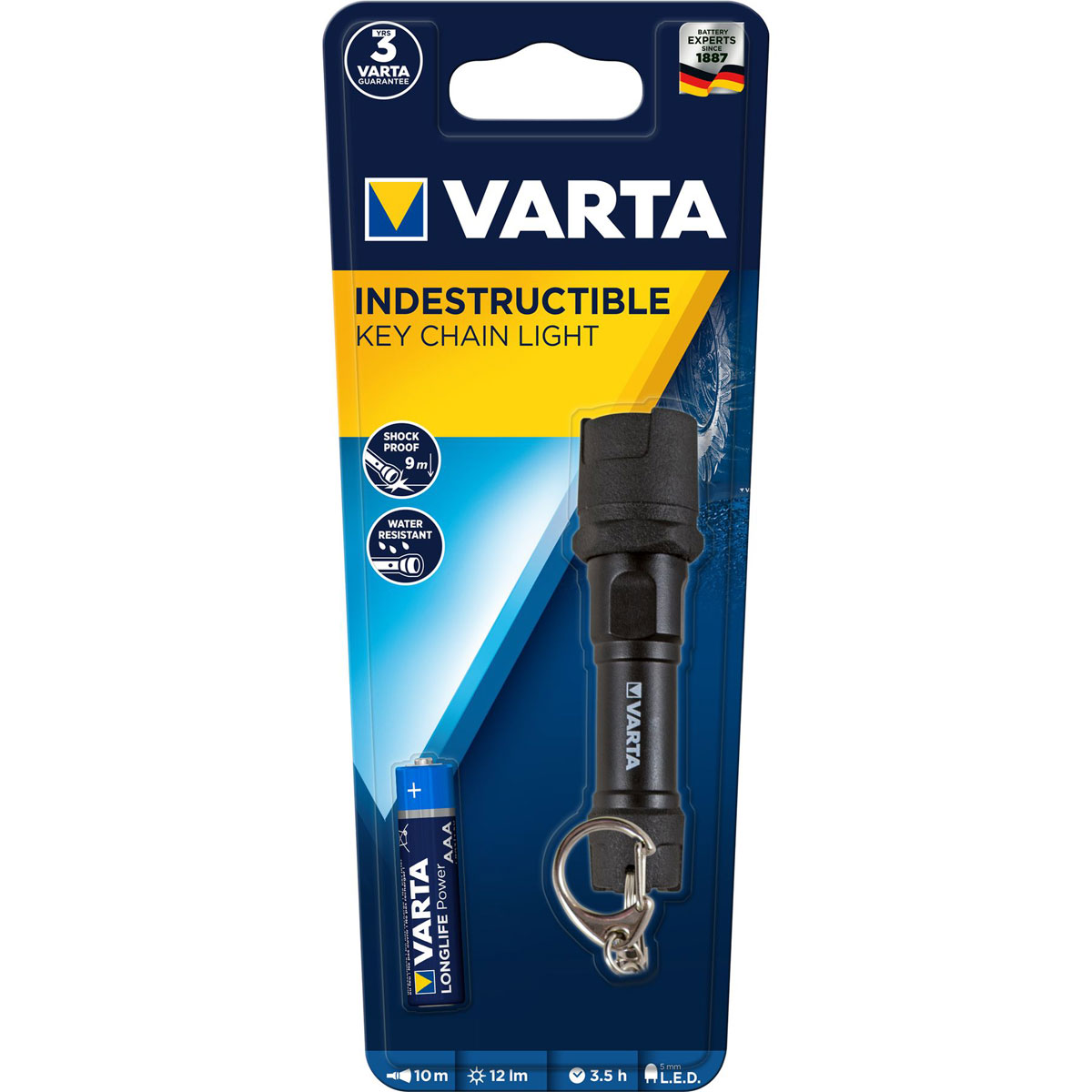 Varta LED-Taschenlampe Key Chain 16701 mit Batterien schwarz Bild 3