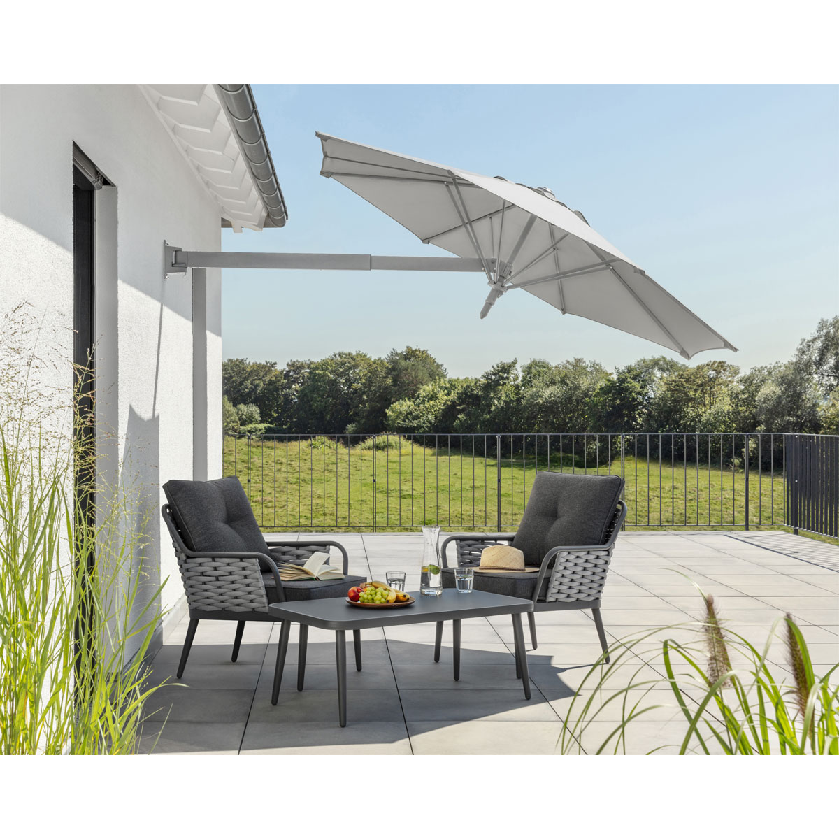 Schneider Schirme Wandschirm Muro silbergrau Durchmesser ca 250 cm Bild 2