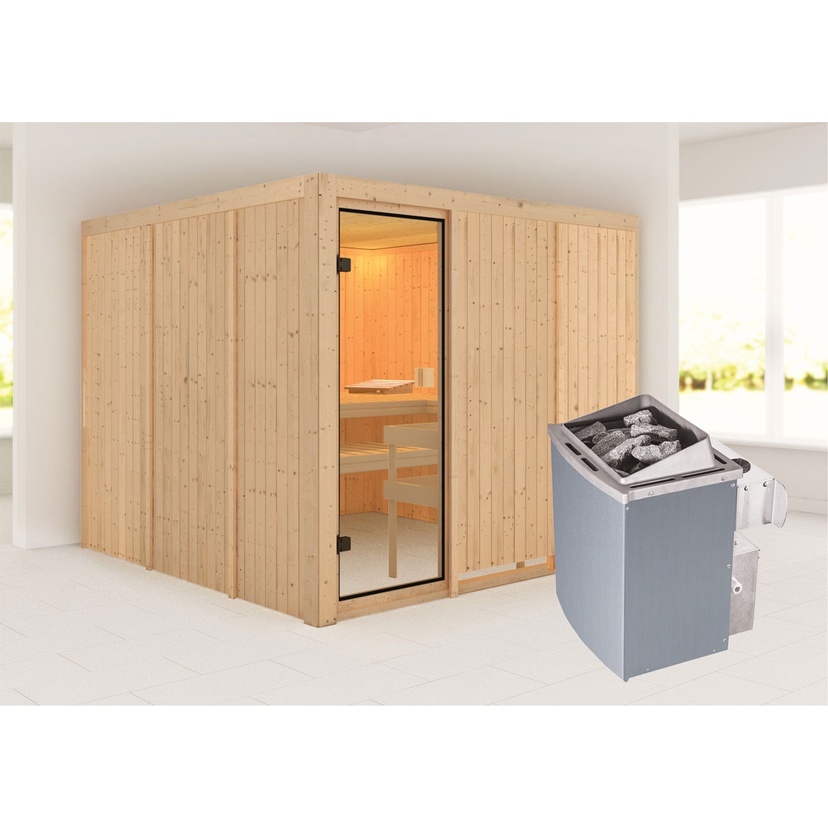 Karibu Sauna Arvika naturbelassen integrierte Steuerung Bild 1