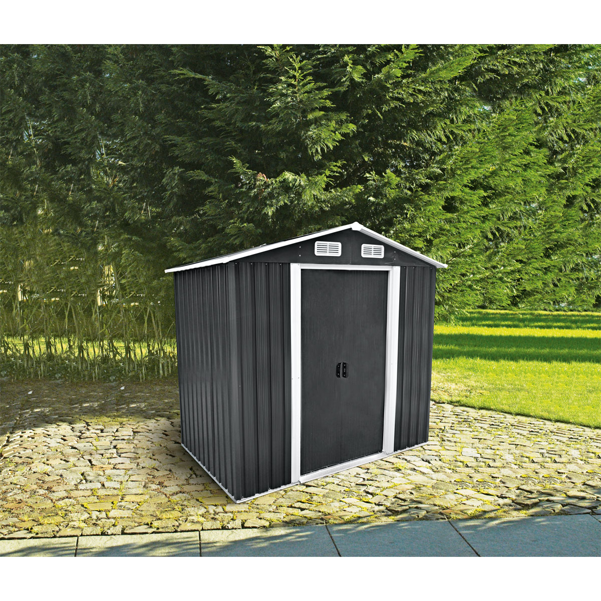 Durabil Gerätehaus Moritz carbon und weiß 204 x 186 x 132 cm Bild 2