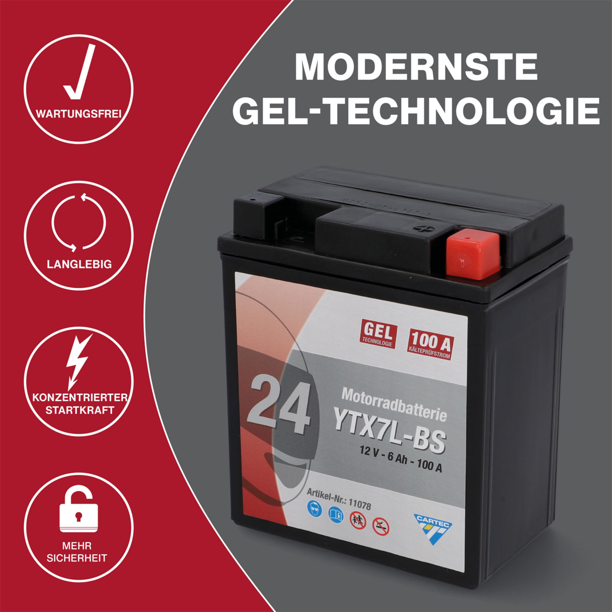 Batterie GEL YTX7L-BS 7Ah 160A Bild 7