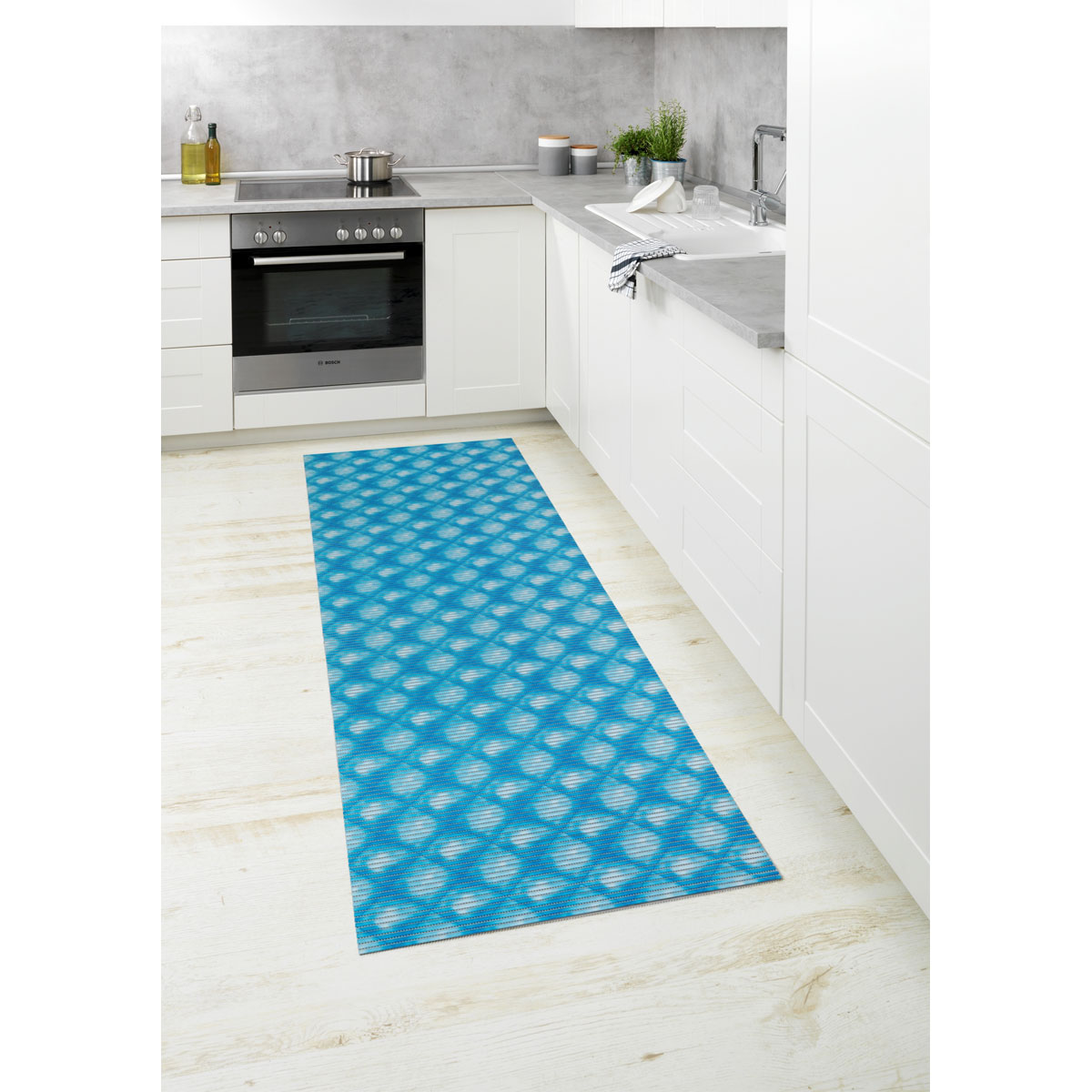 Wenko  Badematte Flow Blau 65 x 200 cm Weichschaummatte Bild 6