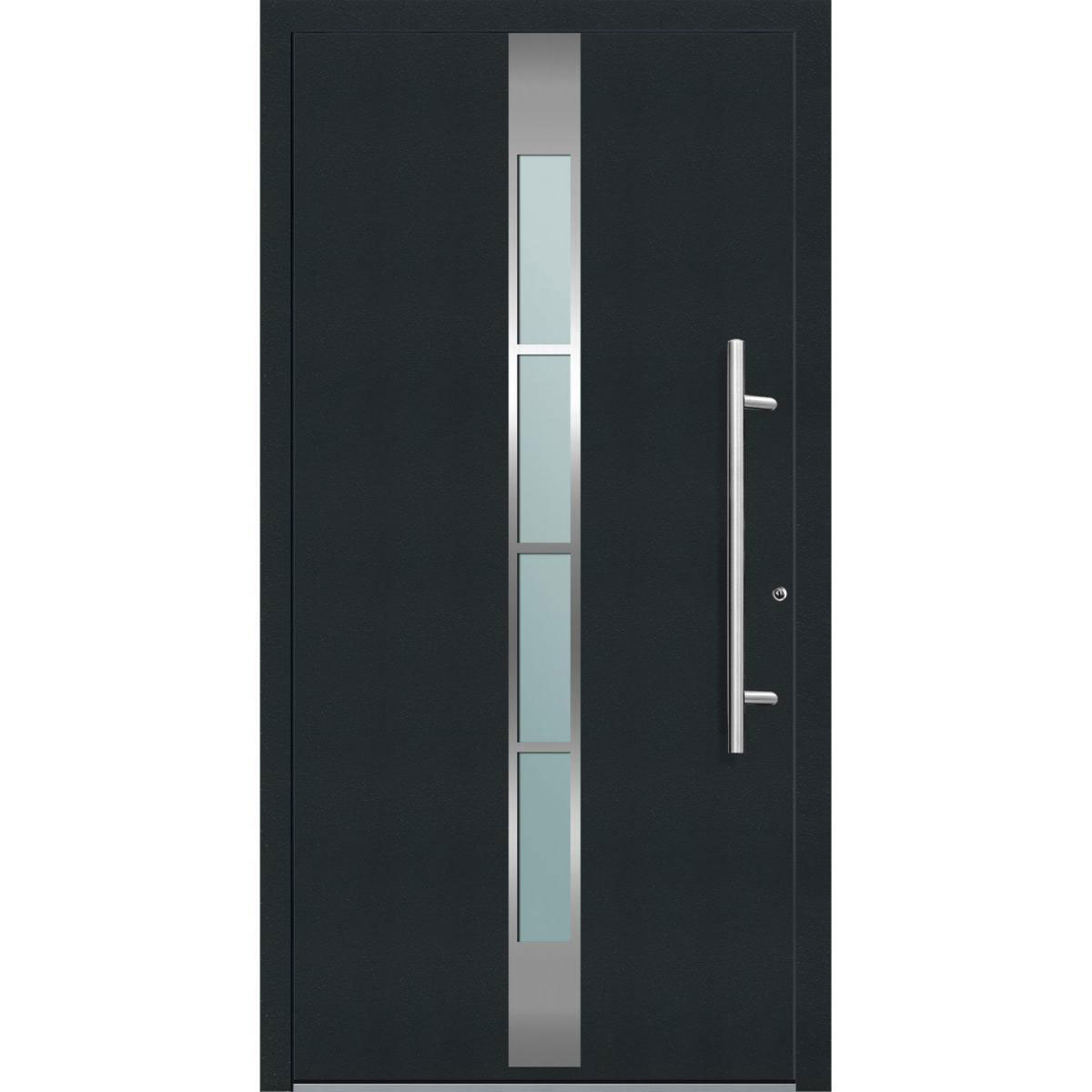 Aluminium Sicherheits-Haustür Ferrara Exklusiv 75 mm anthrazit 110 x 210 cm Anschlag rechts inkl Griffset