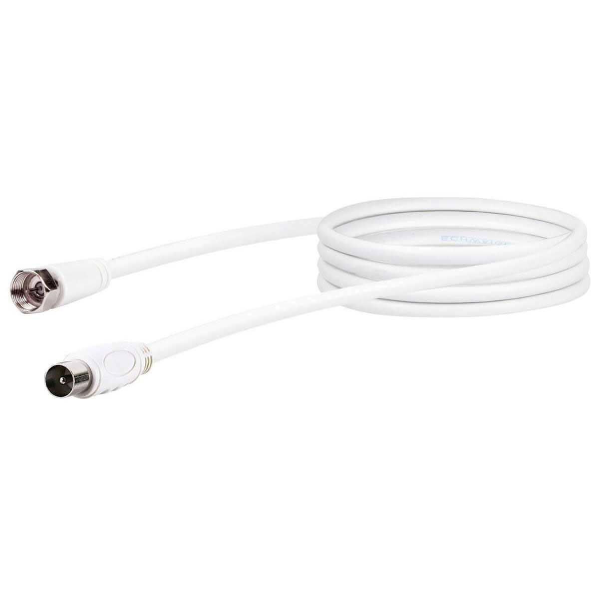 Schwaiger SAT-Antennenkabel 75 dB 1,5 m weiß mit F-Stecker und IEC Stecker