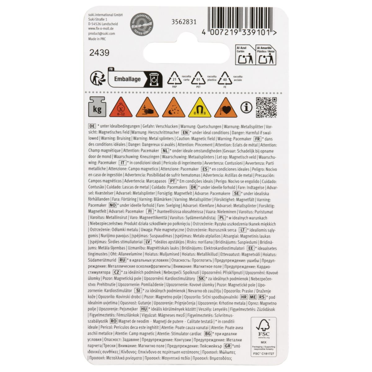 Suki Topfmagnet Neodym mit Schraubhaken M5 Ø 25 x 40 mm, silber Bild 3