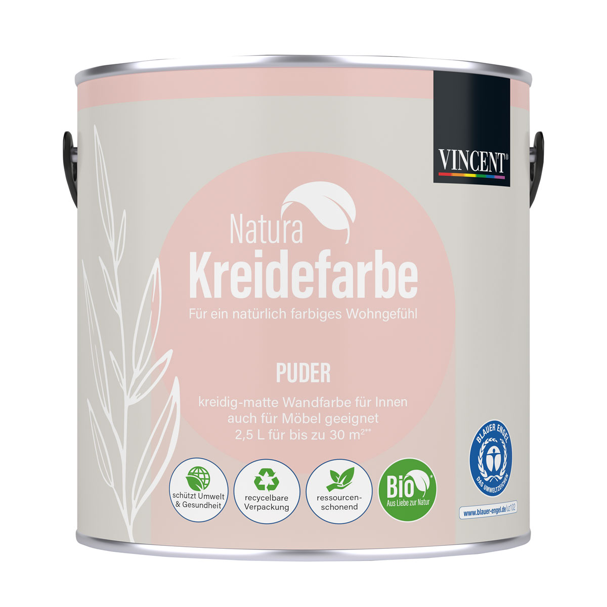 Vincent  Natura Kreidefarbe Puder matt 2,5 L