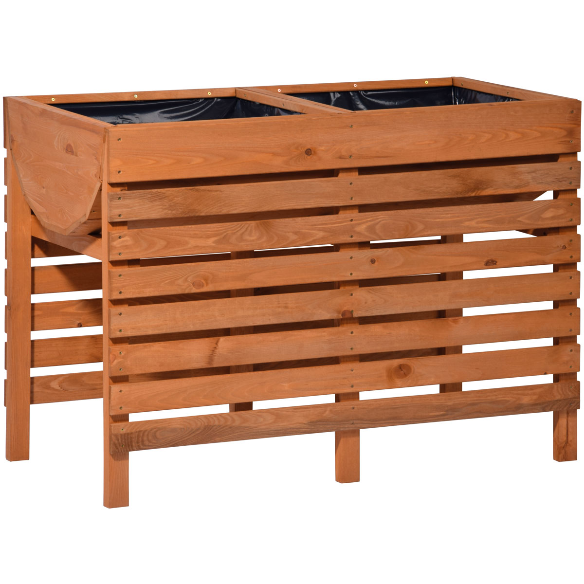 dobar Doppel-Hochbeet 100 x 71 x 50 cm braun