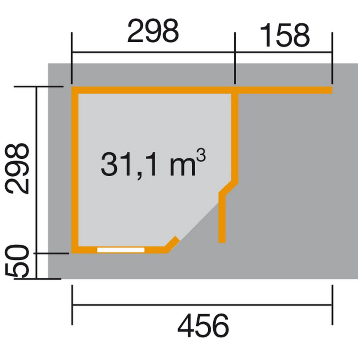 Weka Designhaus 213 A mit Anbau 150 cm 5-Eck 456 x 298 x 224 cm schwarz Bild 2