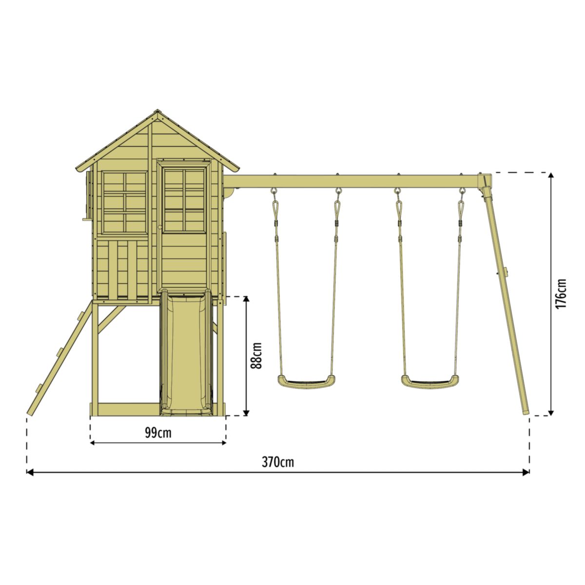 Zwerkules Spielhaus Valli 3 inkl. Rutsche & Doppelschaukel 352x370x277 cm Bild 8