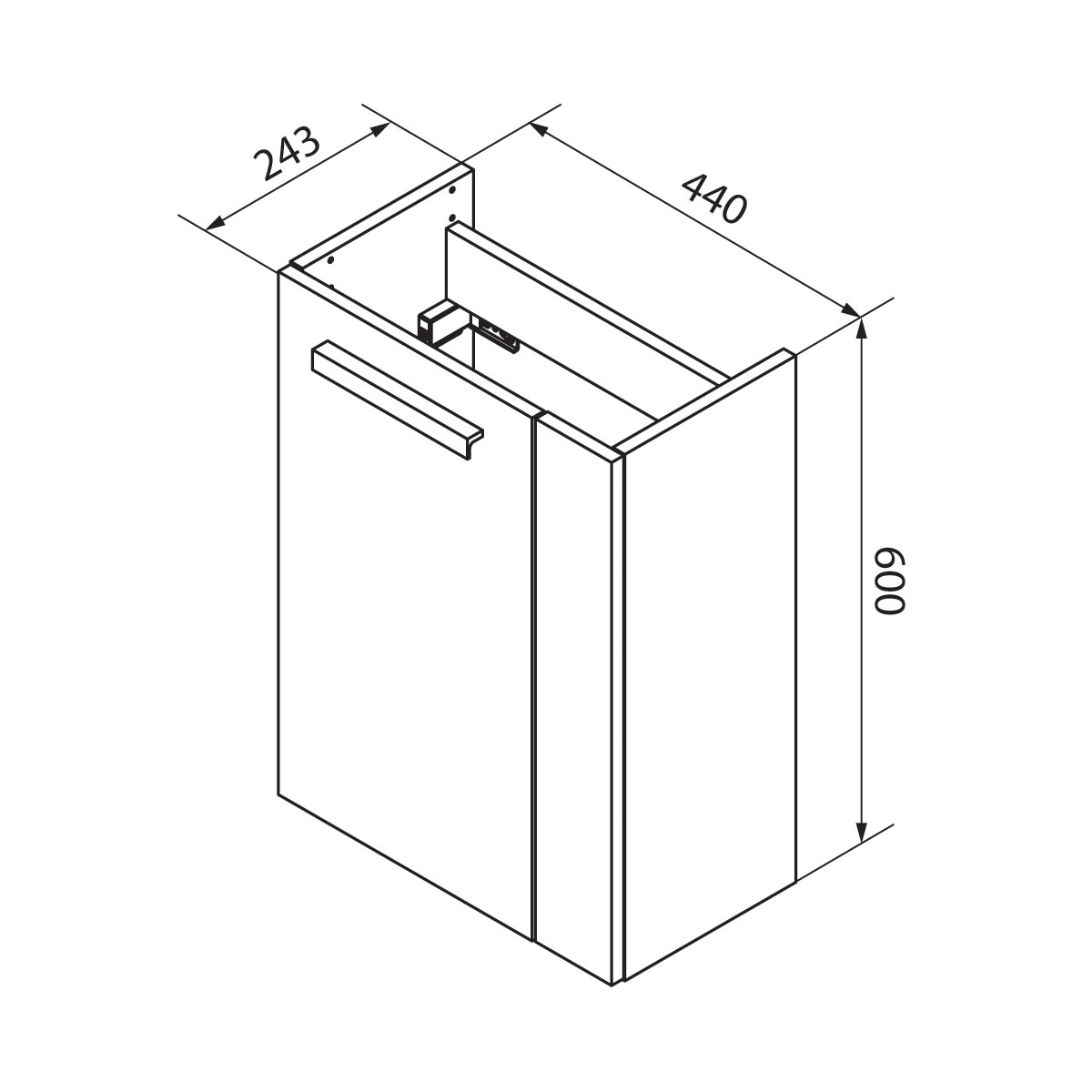 Fackelmann  Gäste-WC Waschtischunterschrank links SBC 440 x 600 x 243 mm Graueiche/Weiß Bild 8